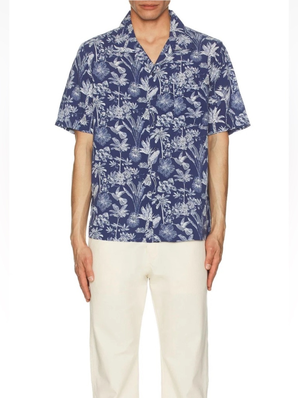 NWT ONIA Size S VISCOSE VACATION SHIRT IN TRUE NAVY Beach Hawaiian $245